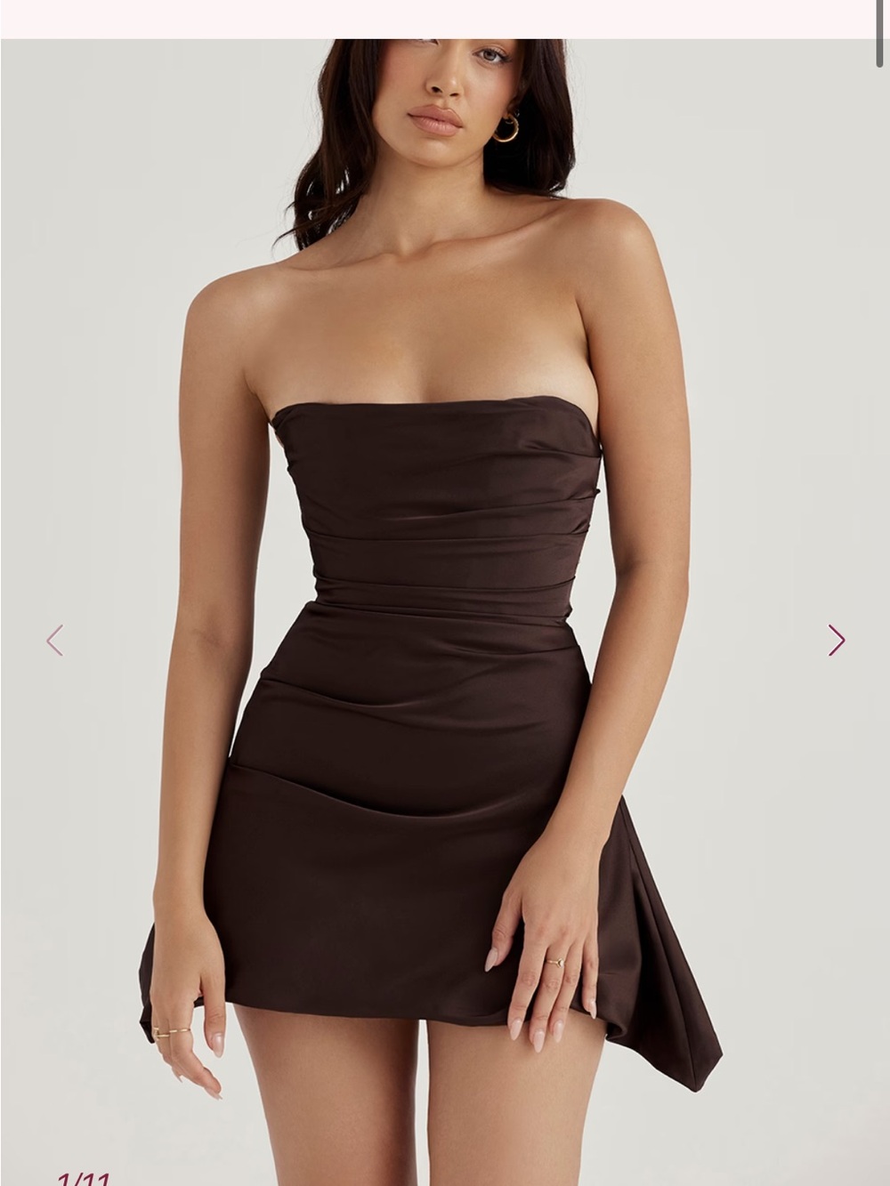 House of CB Jasmine Strapless Brown Mini Dress